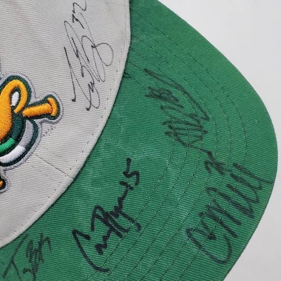 MADISON Mallards Ball Cap Gray Grn Signed Snapback 1-Sz Hat Ten Autographs Logo - Picture 7 of 14